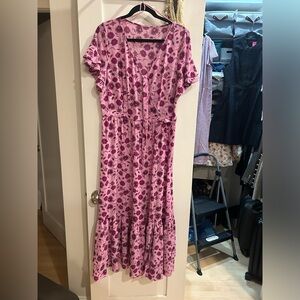 lulu’s purple floral midi wrap dress
